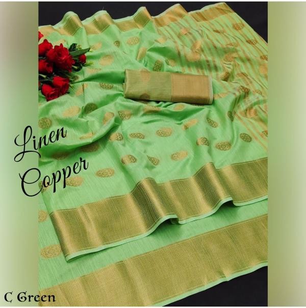 Aab Copper Linen Fancy Designer Linen Silk Saree Collection